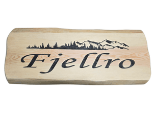 Hovedbilde 1244 A. Skilt b&oslash;lget kant, motiv Fjell